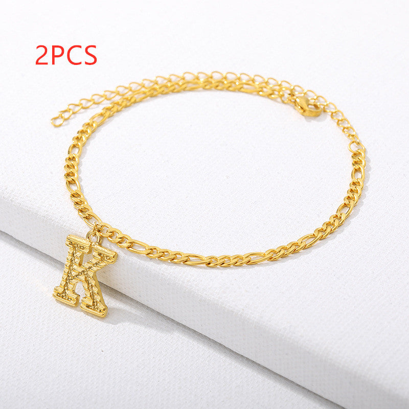 26 Letter Alphabet Anklet – Customizable Initial Foot Chain