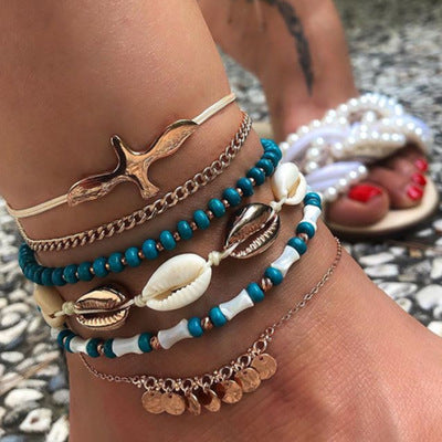 Bohemian Woven Shell Anklets – Beach Foot Jewellery for Women