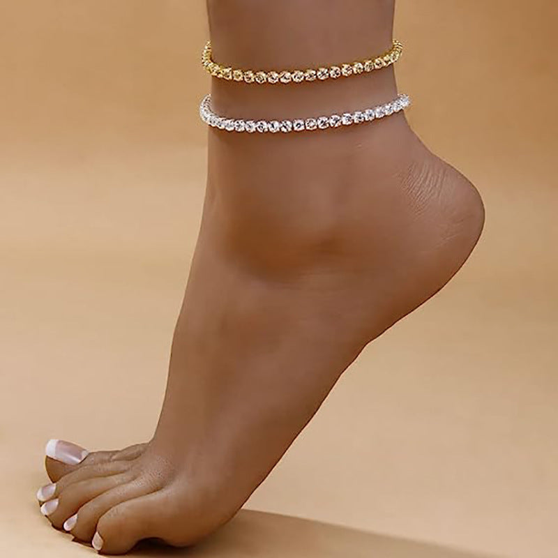 Shiny Loose Diamond Rhinestone Beach Anklet – Trendy Simple Fashion Anklet for Women