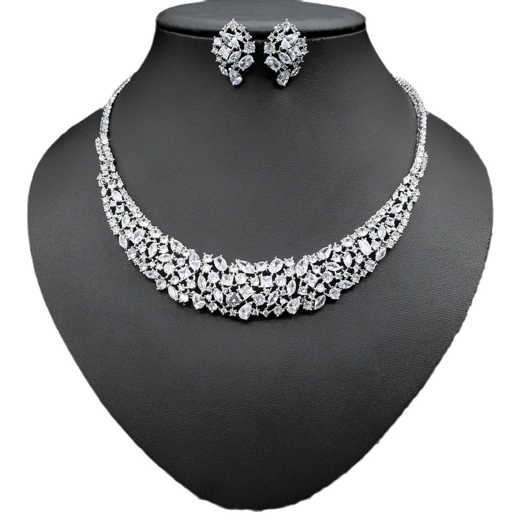 Elegant Shimmer Zircon Necklace & Earring Set – Women’s Fashion Jewelry