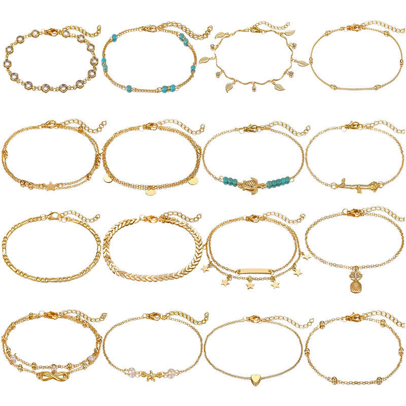 14/16/20-Piece Anklet Set for Women – Gold & Silver Foot Bracelets