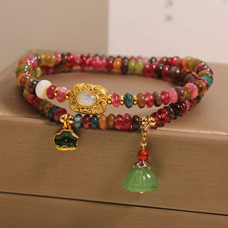 Double Ring Rainbow Tourmaline Bracelet – Abacus Beads Design