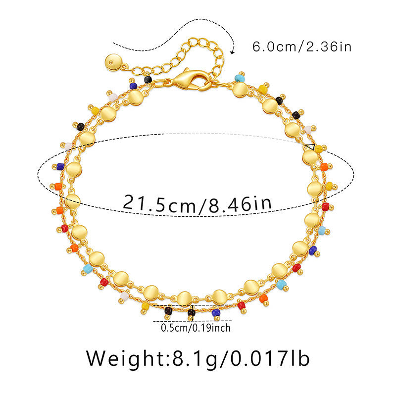 Women’s Rice Bead Anklet – Candy Color National Style Foot Jewellery