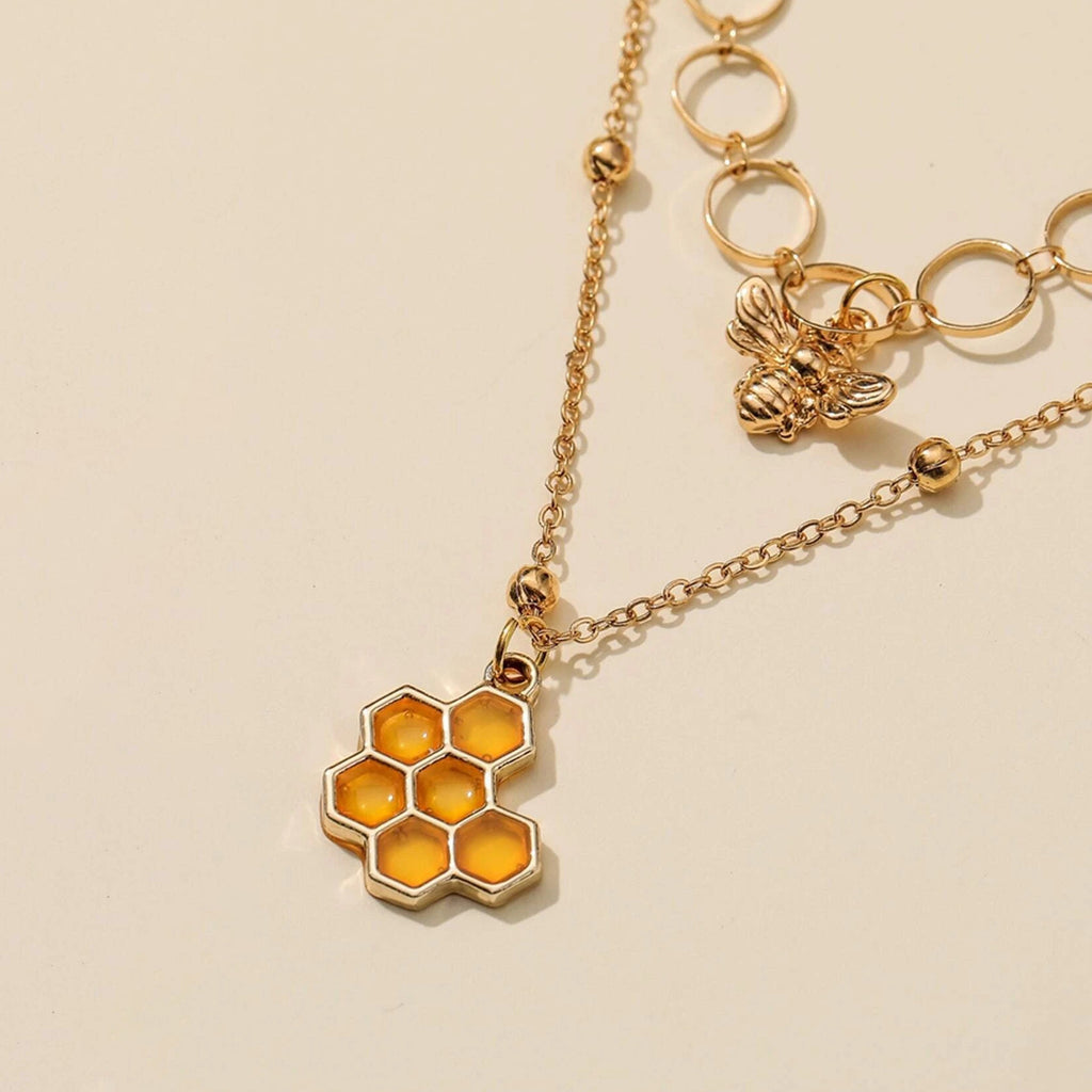 3D Bee Pendant Round Chain Clavicle Necklace