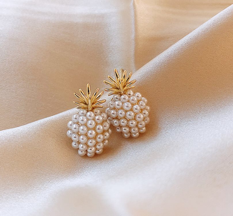 Beach-Inspired Pineapple Starfish Pearl Earrings for Women