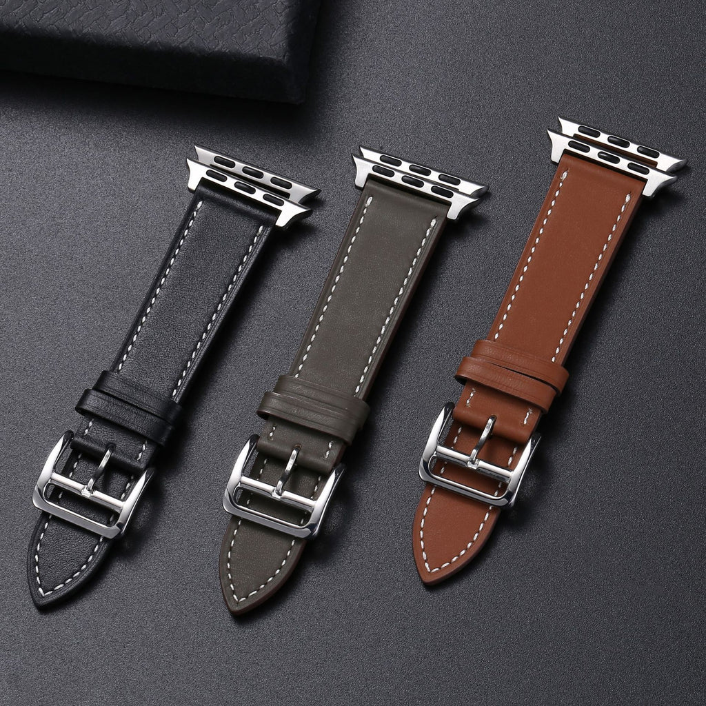 Genuine Cow Leather Watch Band – Casual Needle Pattern Strap for Watches