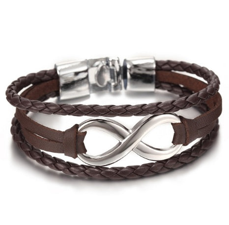 Lucky Figure 8 Leather Bracelet – Handcrafted Unisex Wristband