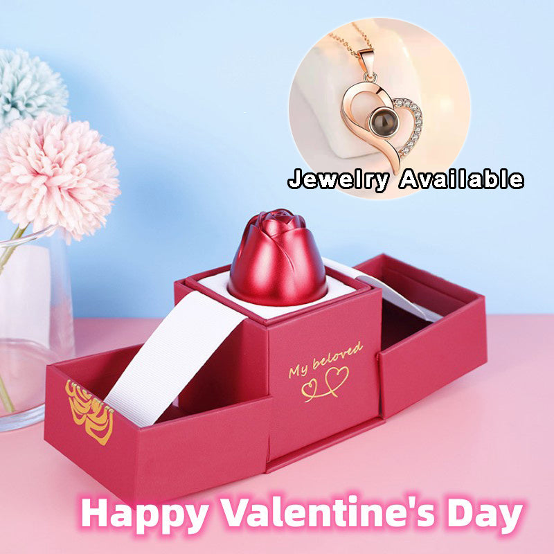 Valentine’s Day Rose Necklace Gift – Metal Jewellery in Gift Box
