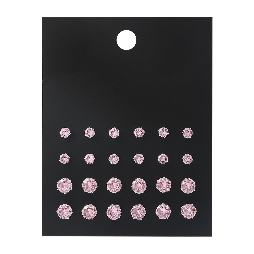 Elegant Pink Round Earrings Set for Women