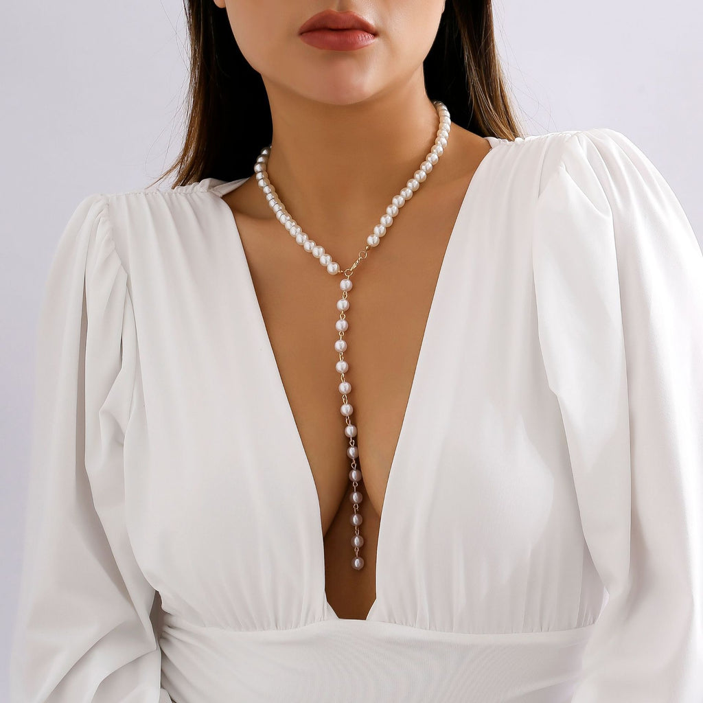 Round Beaded Pearl Chain Necklace – Elegant Japan & Korea Style Women’s Jewellery