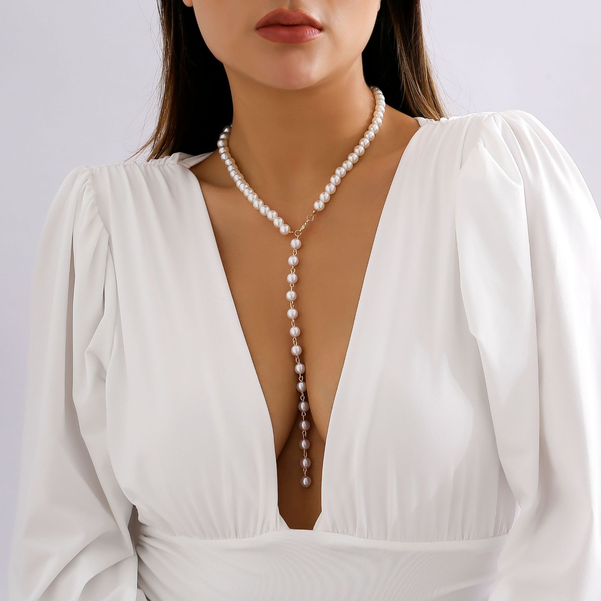 Round Beaded Pearl Chain Necklace – Elegant Japan & Korea Style Women’s Jewellery