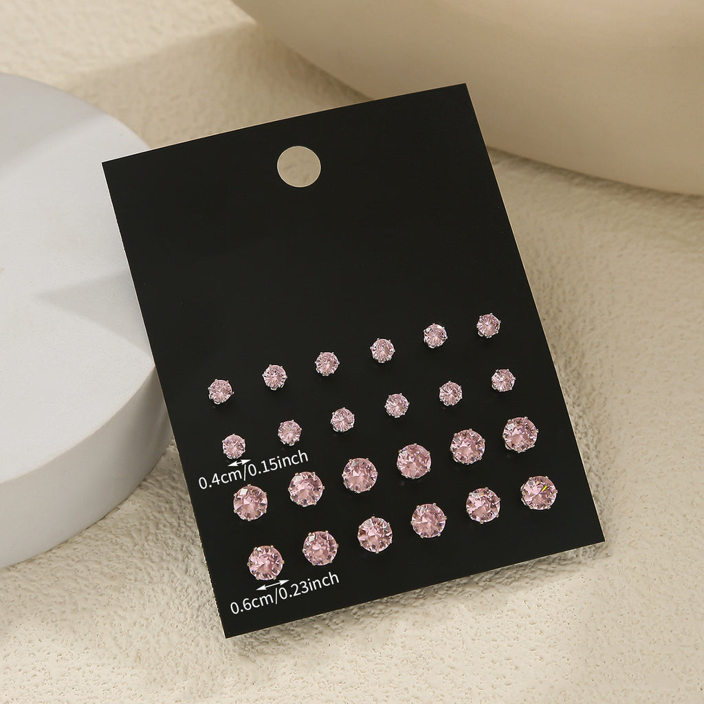 Elegant Pink Round Earrings Set for Women