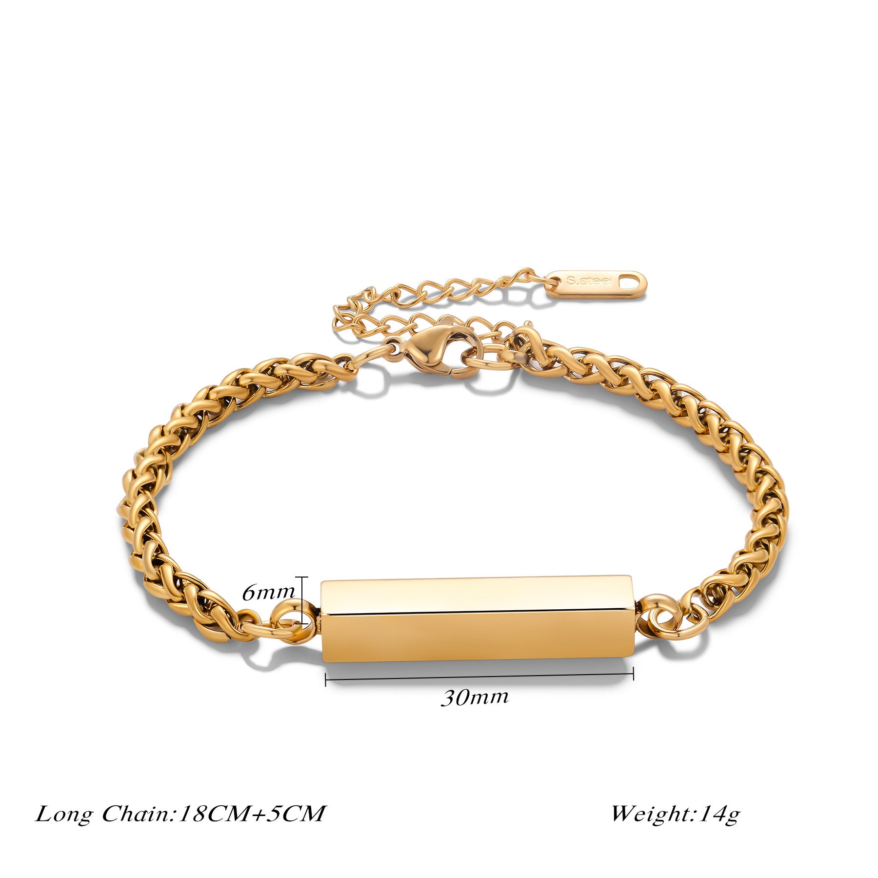 Stainless Steel Rectangular Column Bracelet – Unisex Minimalist Design