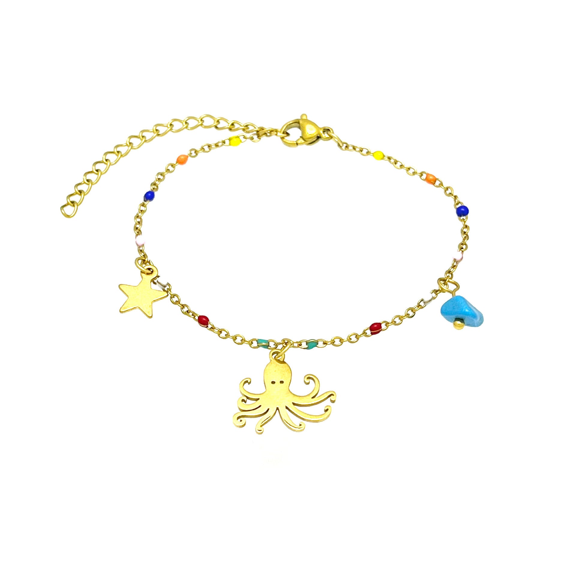 Sea Life Adjustable Bracelet with Seahorse and Starfish Charms