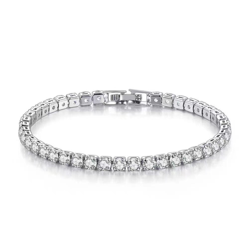 Elegant S925 Sterling Silver Diamond Zircon Bracelet