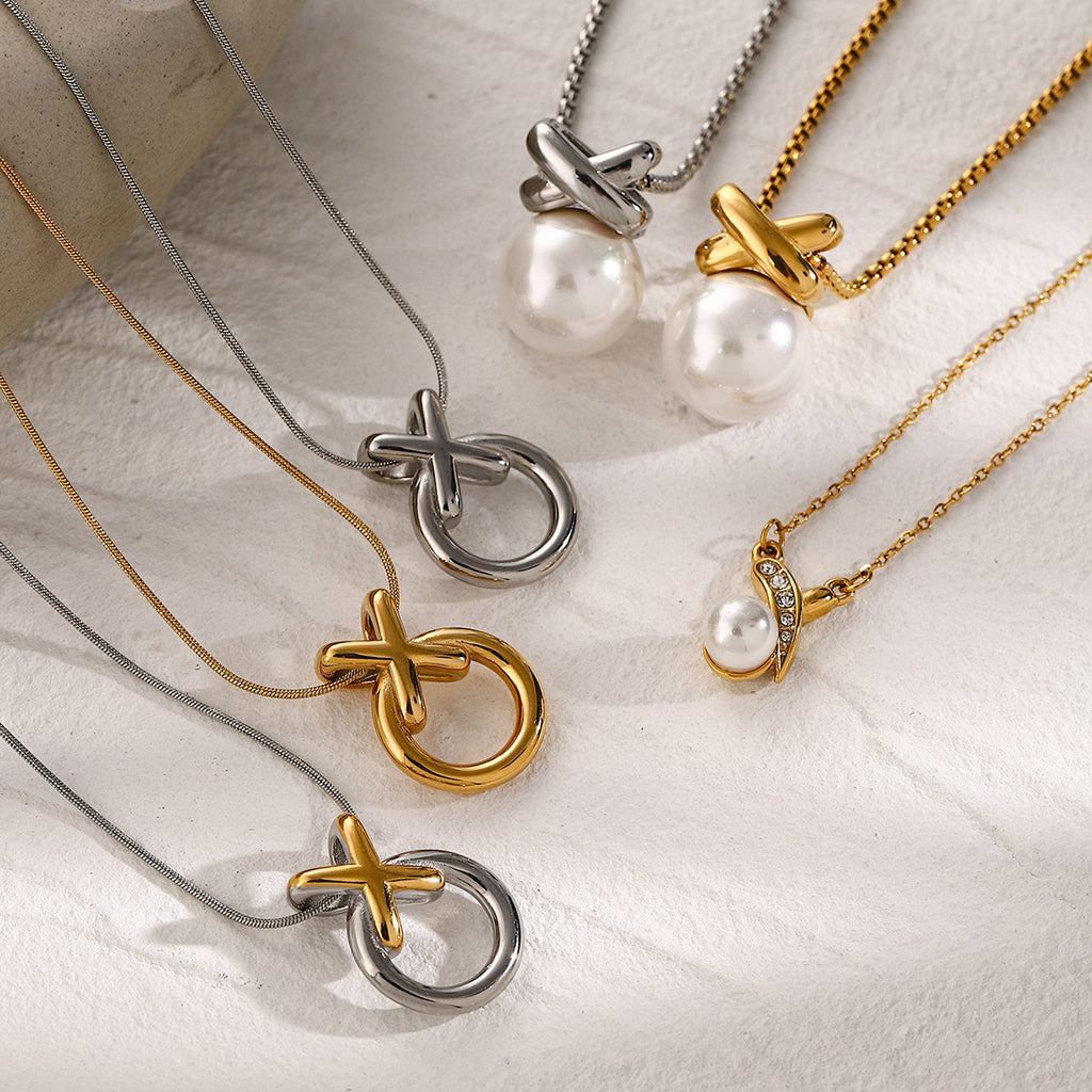 18K Gold Stainless Steel Cross Pendant Necklace – Fashion Pearl Women’s Jewellery