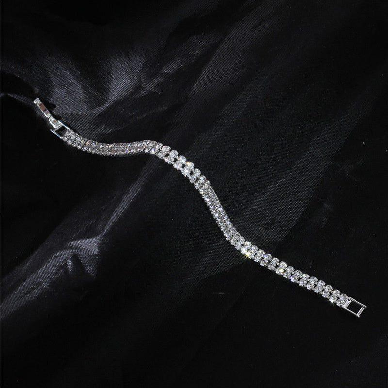 Women’s Three-Row Diamond Bracelet – European & American Style
