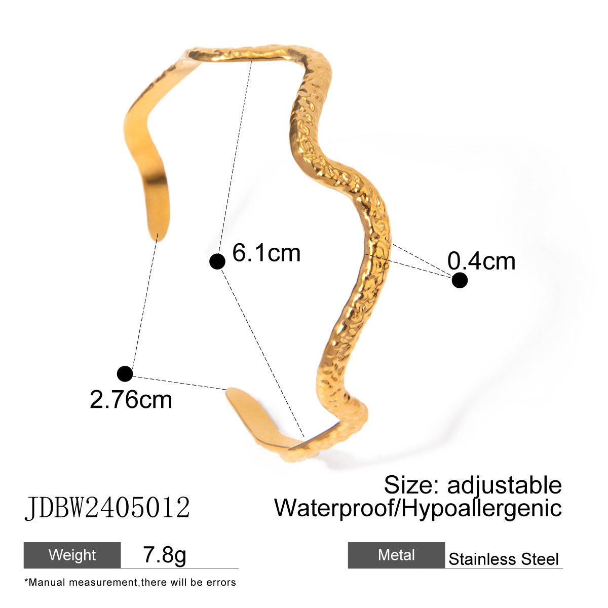 18K Gold Plated Stainless Steel Wave Pull-Out Necklace