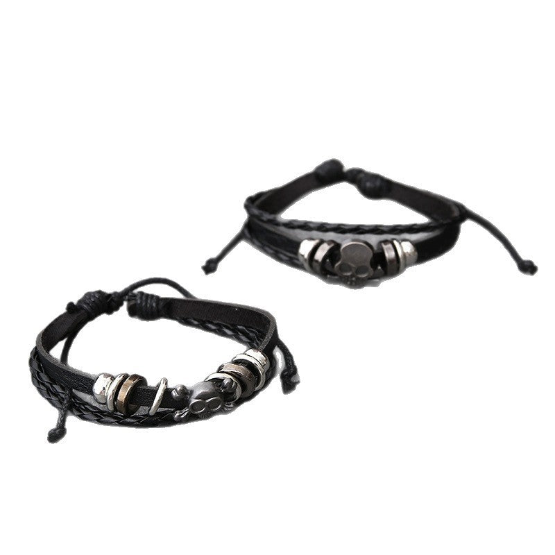 Punk Cowhide Button Bracelet – European & American Style