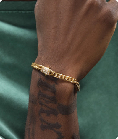 Men’s 8mm Cuban Chain Bracelet – Gold Titanium Steel