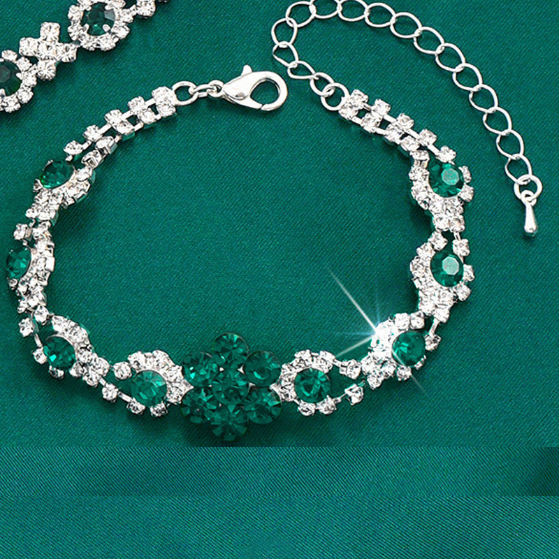 Elegant Women’s Crystal Water Drop Jewellery Set – Necklace, Earrings, Bracelet & Ring