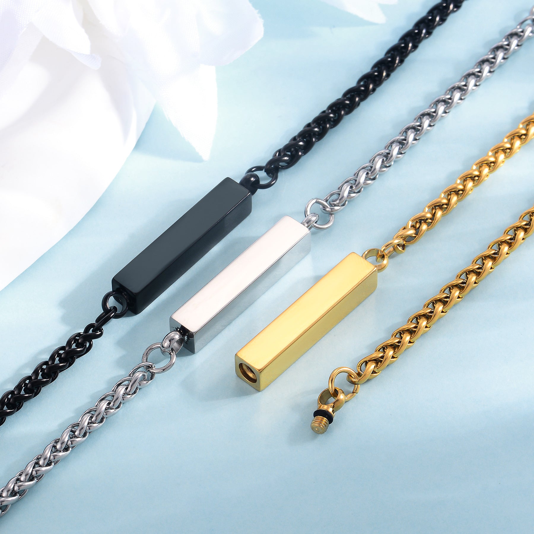 Stainless Steel Rectangular Column Bracelet – Unisex Minimalist Design