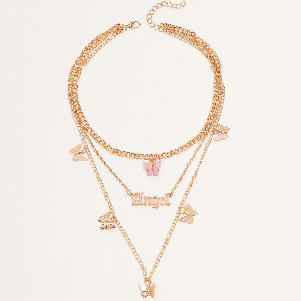 Acrylic Butterfly Pendant Necklace – Lightweight Colorful Women’s Fashion Accessory