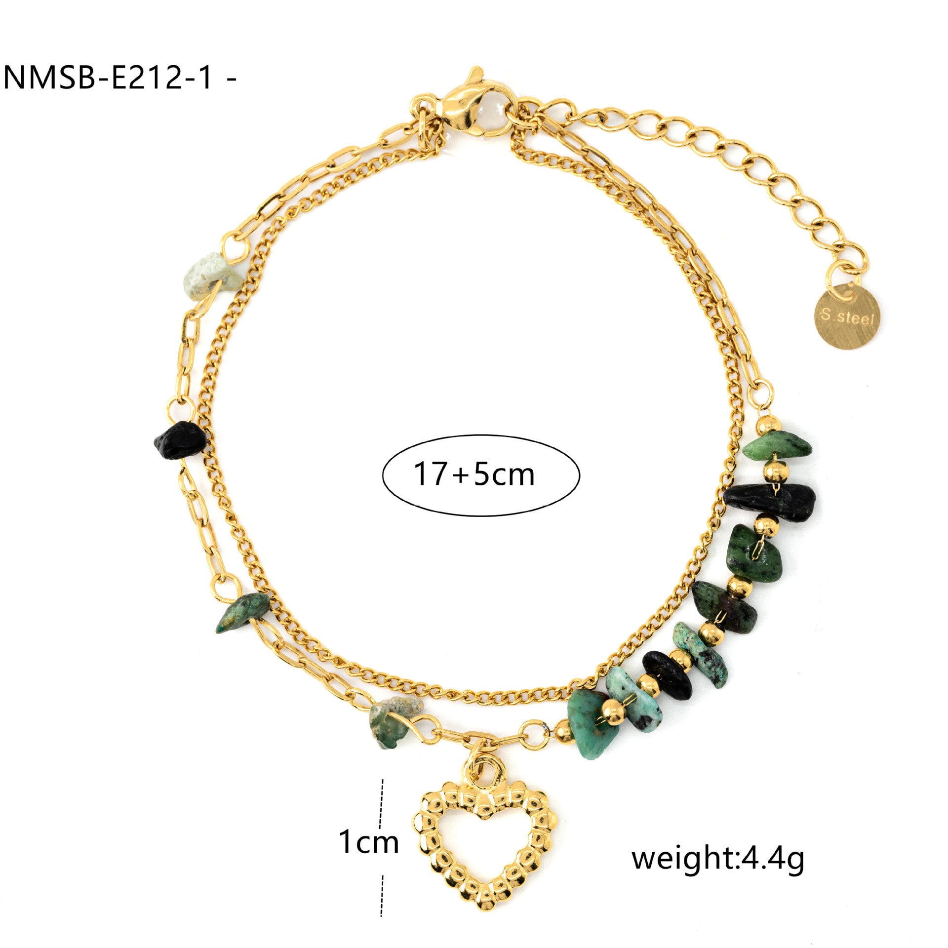 Stainless Steel Bracelet with Natural Stones & Freshwater Pearls – Elegant Design