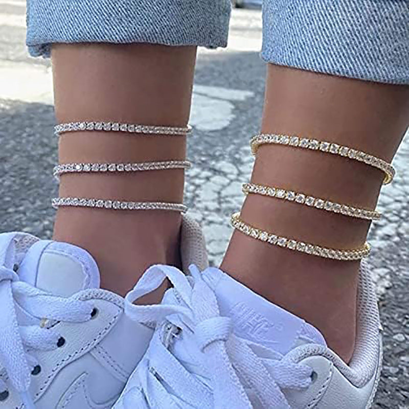 Shiny Loose Diamond Rhinestone Beach Anklet – Trendy Simple Fashion Anklet for Women