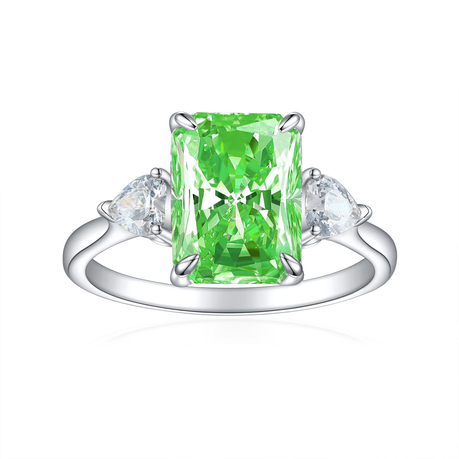 S925 Sterling Silver Colorful Rectangular Rhinestone Ring – Women’s Fashion Luxury Jewelry