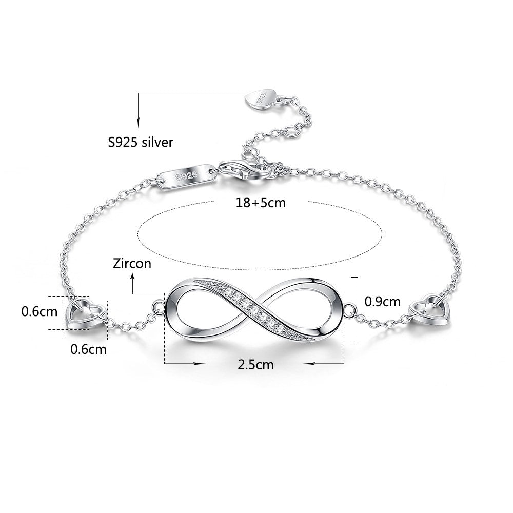 S925 Sterling Silver Infinity Bracelet – Elegant Women’s Jewelry
