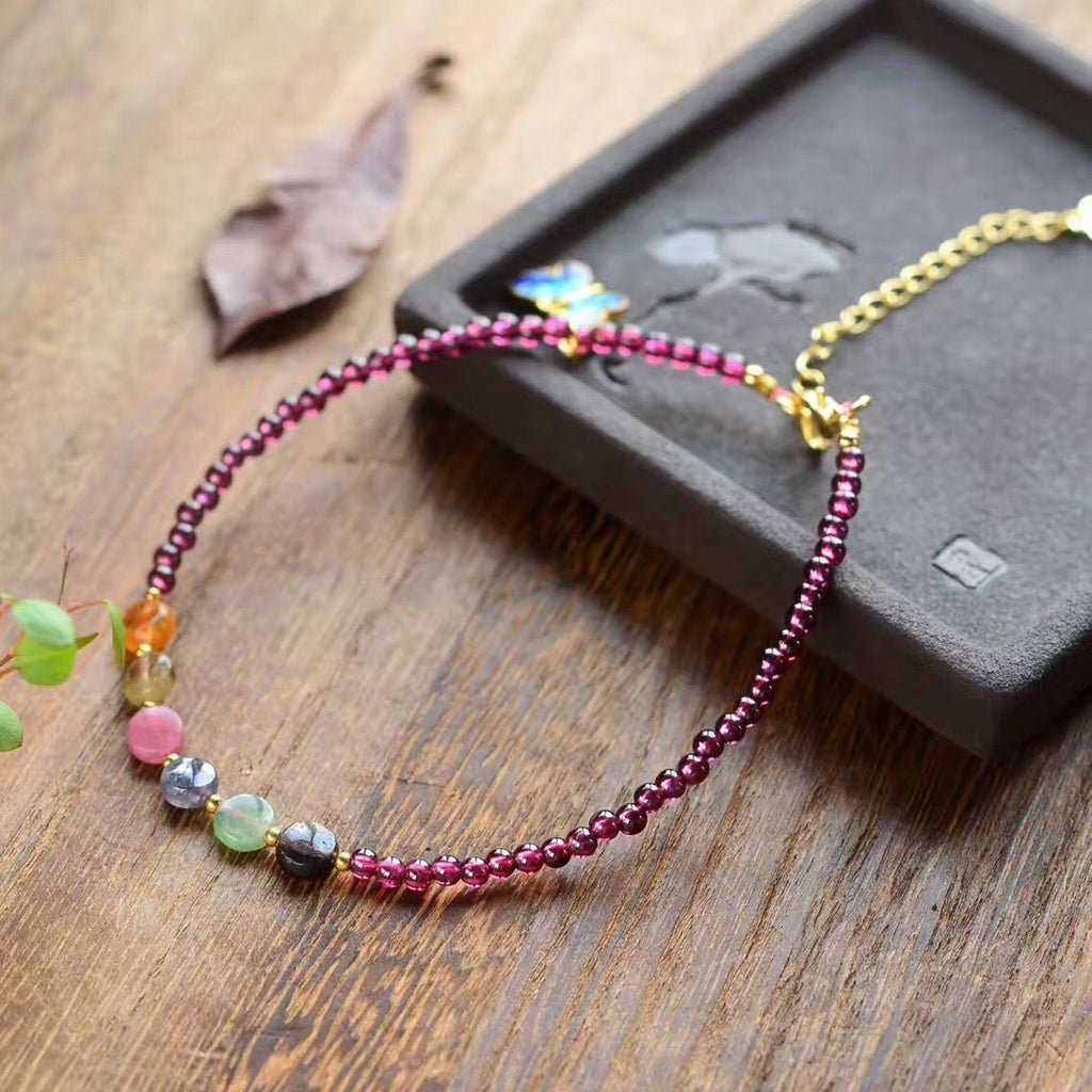 Women’s Summer Anklet – Natural Wine Garnet Foot Jewellery