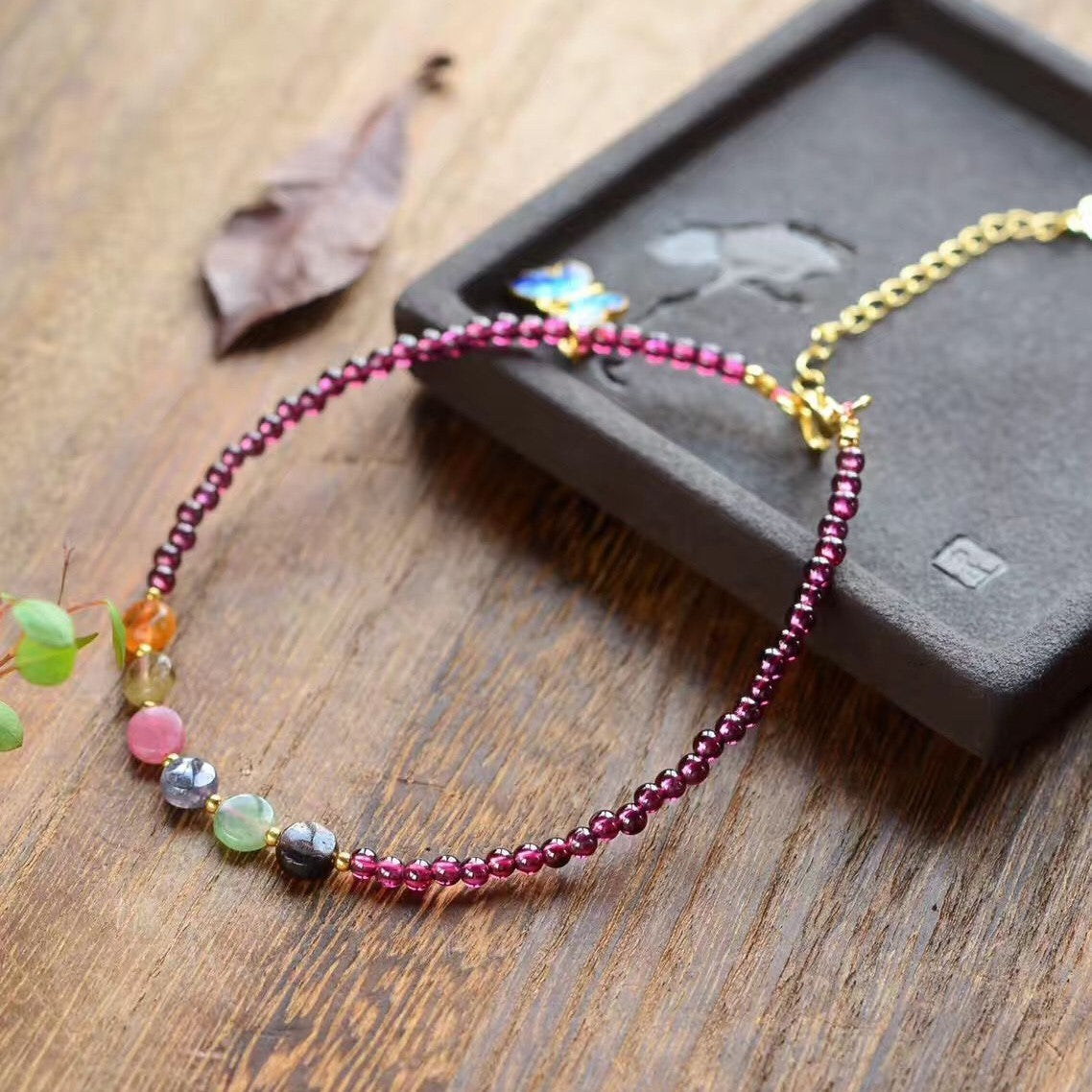 Women’s Summer Anklet – Natural Wine Garnet Foot Jewellery