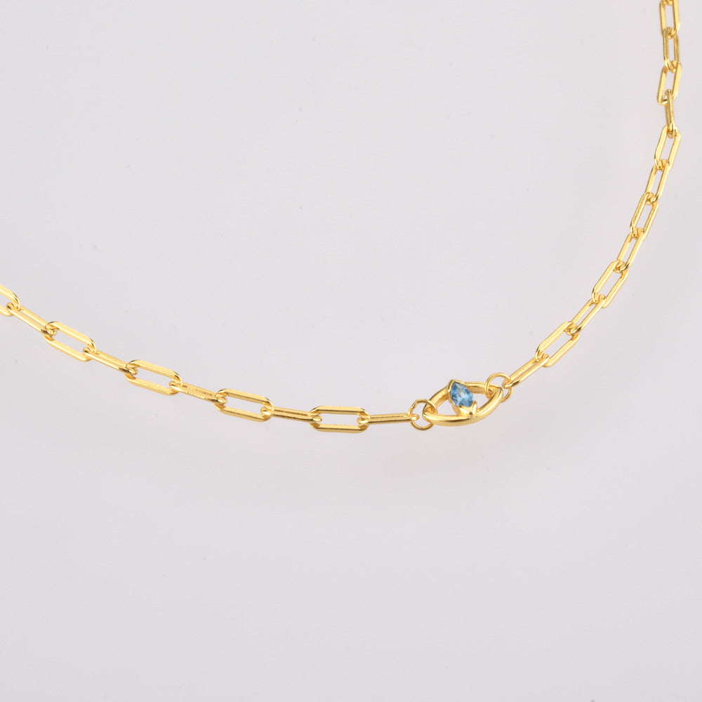 Women’s Sterling Silver Rectangle Link Chain – Minimalist S925 Necklace