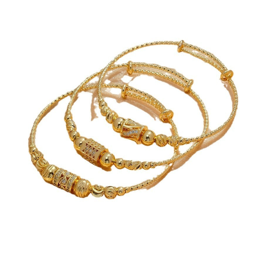 Elegant African Arabic Gold Bracelet for Women – Round Spherical Bangle Jewellery