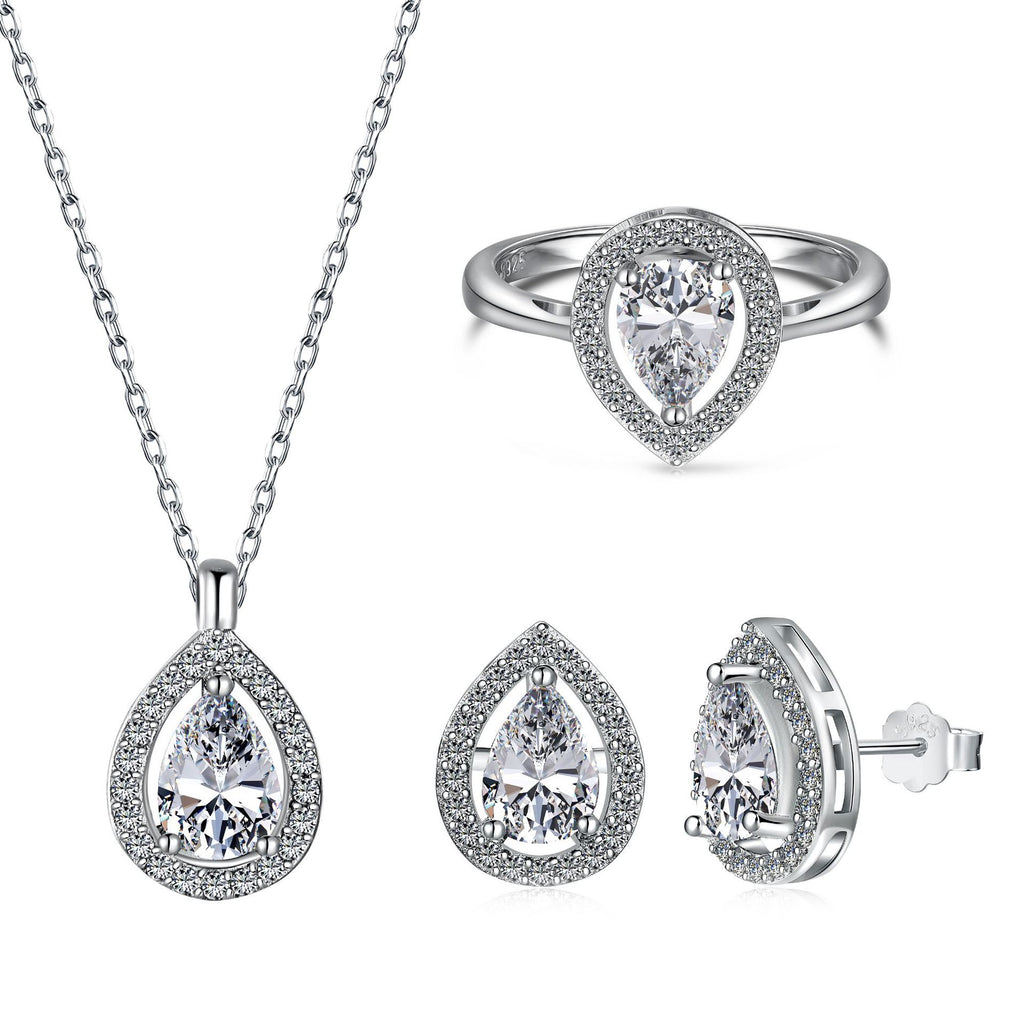 S925 Sterling Silver Jewelry Set for Women – Elegant Necklace & Earrings Gift Set