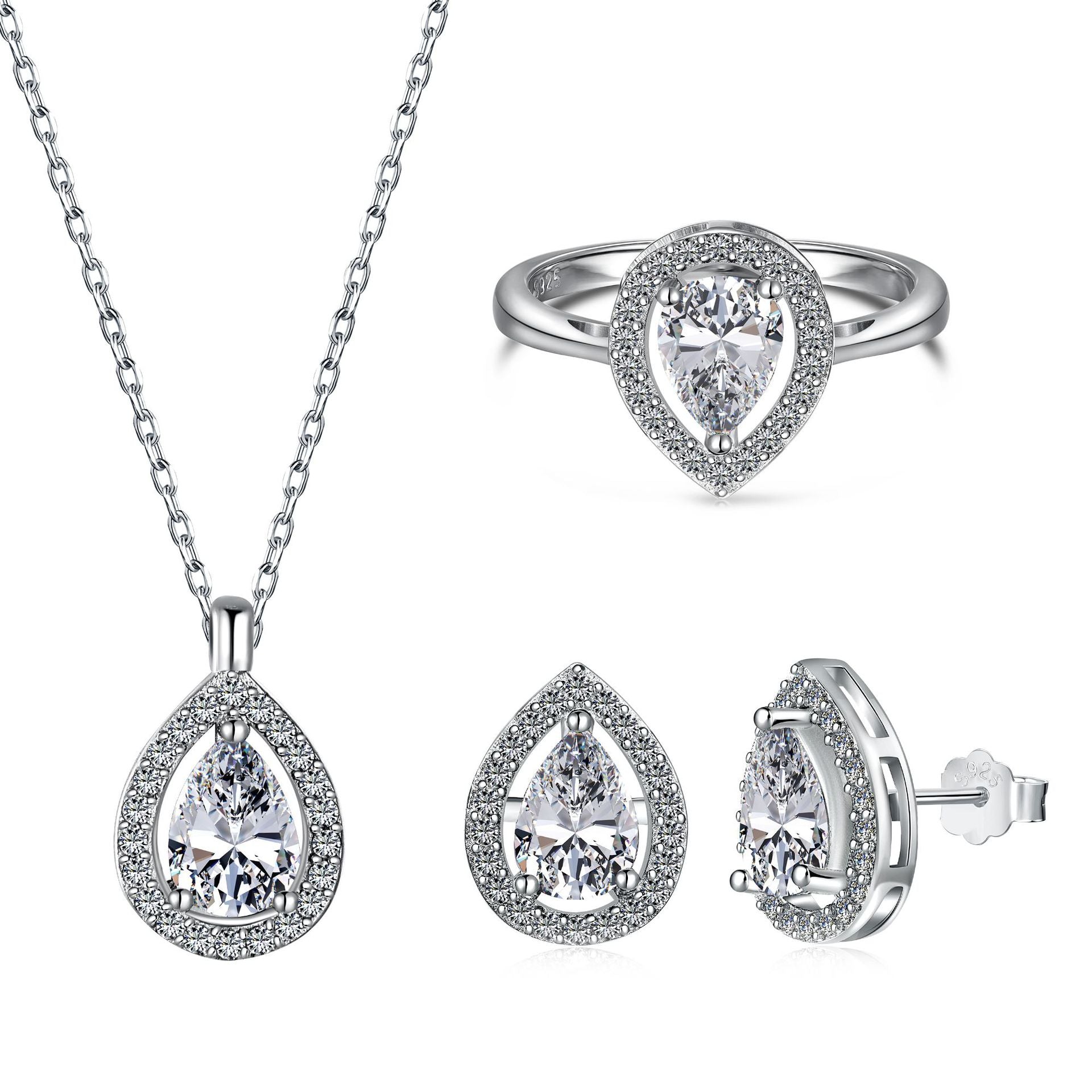 S925 Sterling Silver Jewelry Set for Women – Elegant Necklace & Earrings Gift Set