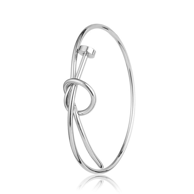 Screw Nail Knotted Copper Bracelet – Minimalist Geometric Hand Jewellery