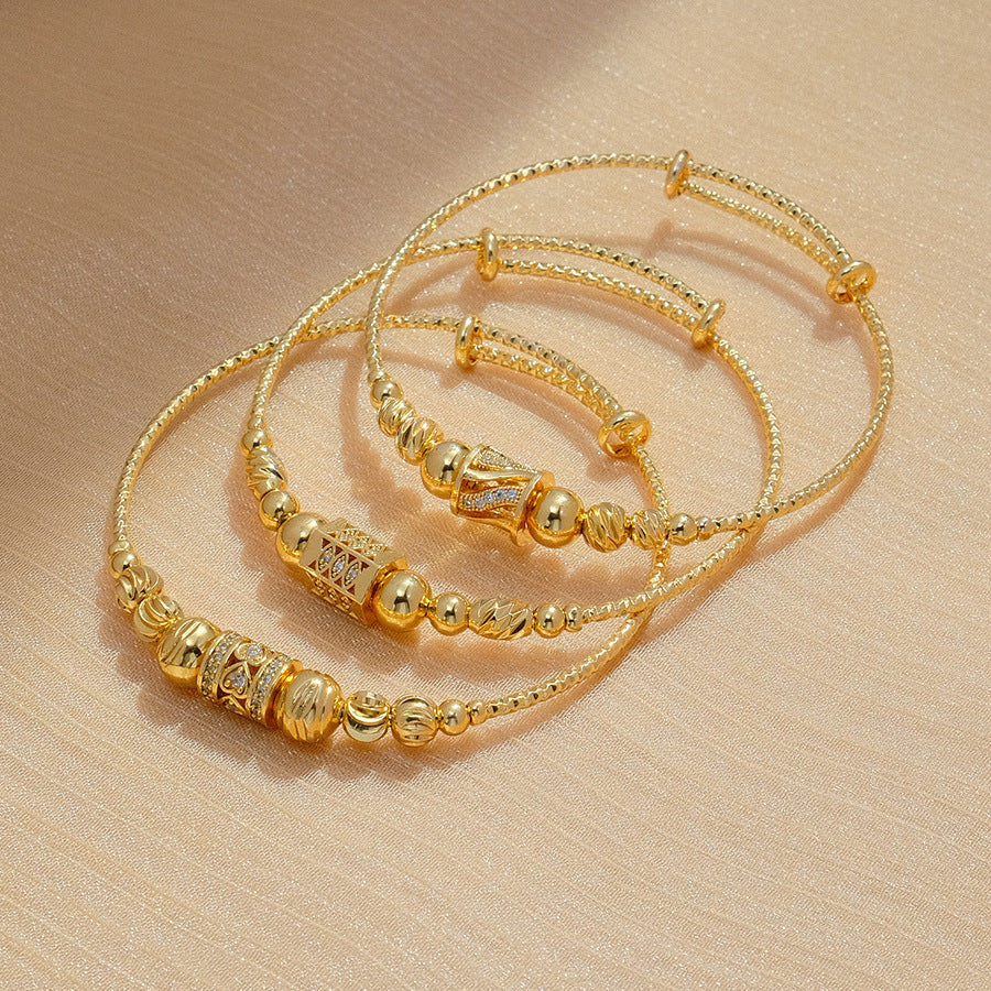Elegant African Arabic Gold Bracelet for Women – Round Spherical Bangle Jewellery