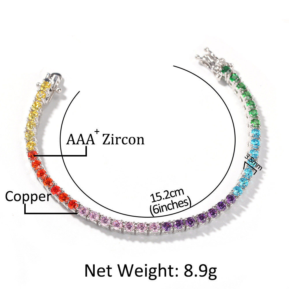 Unisex Hip Hop Geometric Zircon Bracelet – Silver & Gold