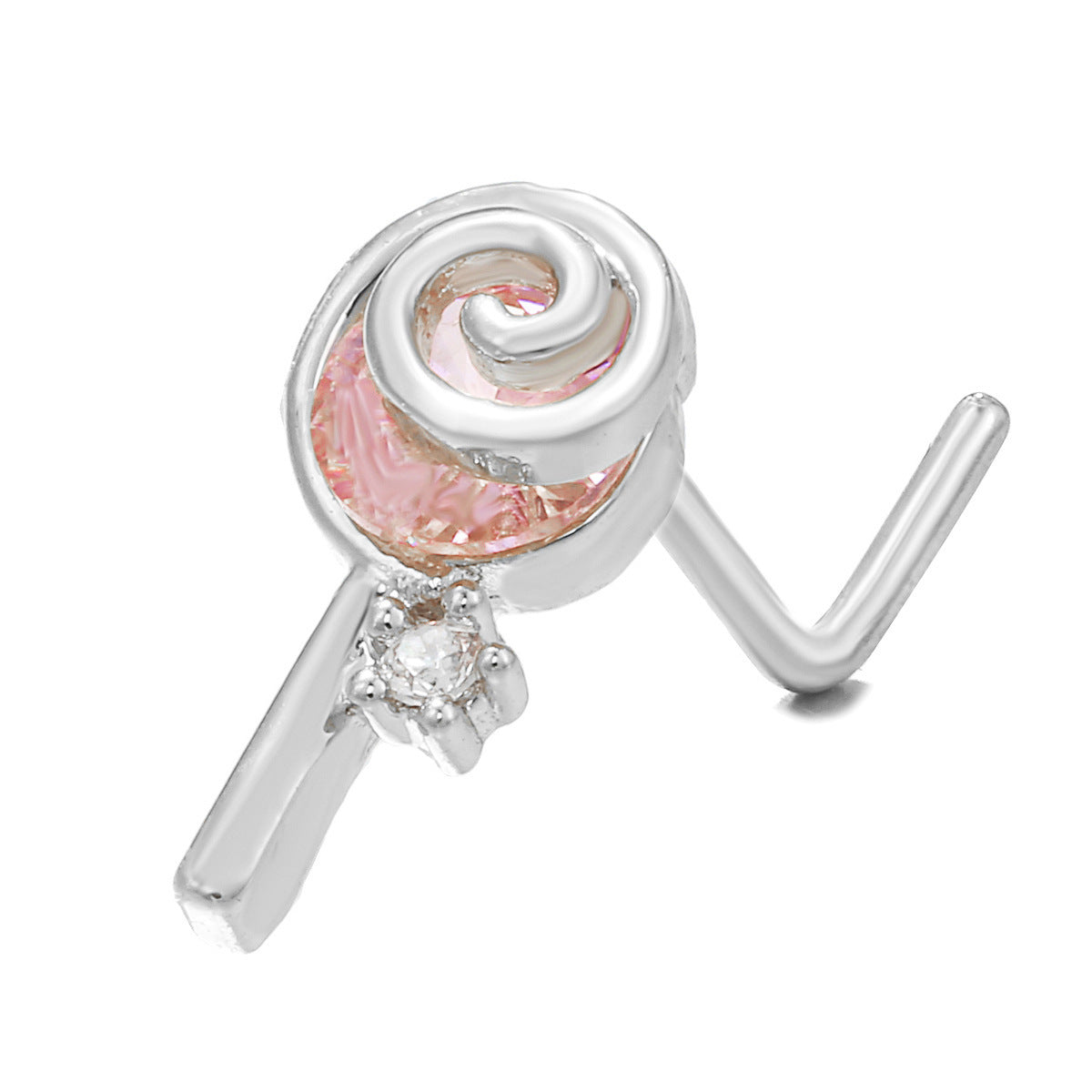 Zircon Geometric Nose Stud – 18K Gold & Brass Fashion Jewellery for Women