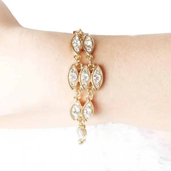 Elegant Burnished Gold Rhinestone Bracelet