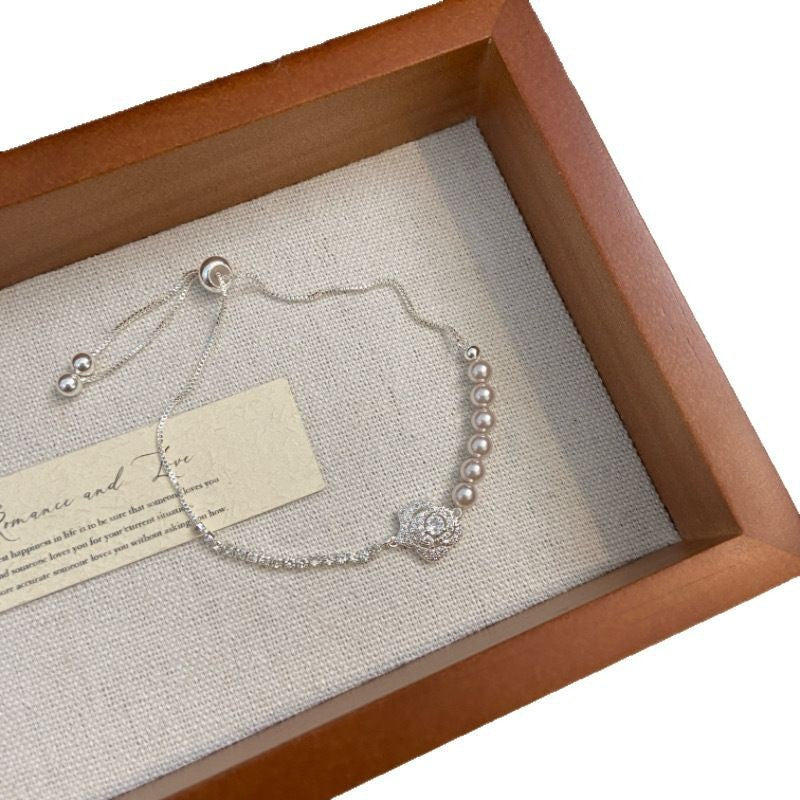 Korean-Style Flower Alloy Bracelet for Women