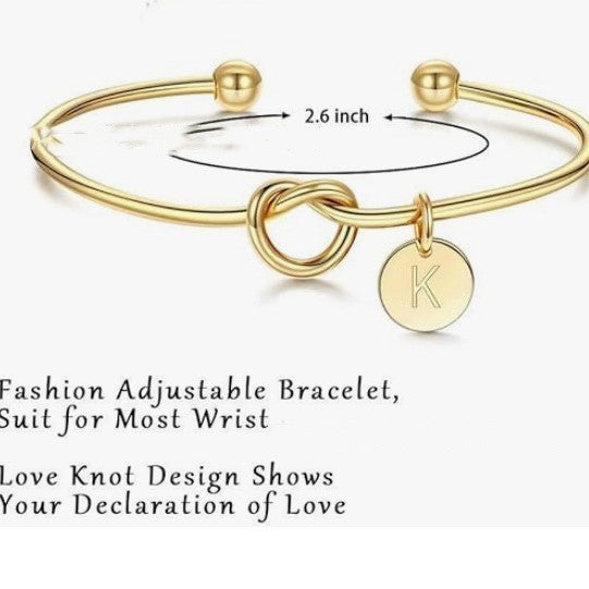 DIY Titanium Steel Bracelet – 26 English Letters with Love Heart Charm