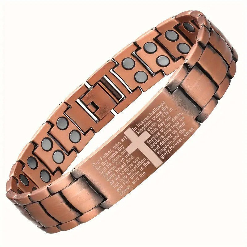Carved Retro Three-Row Full Magnet Bracelet – Unisex Design