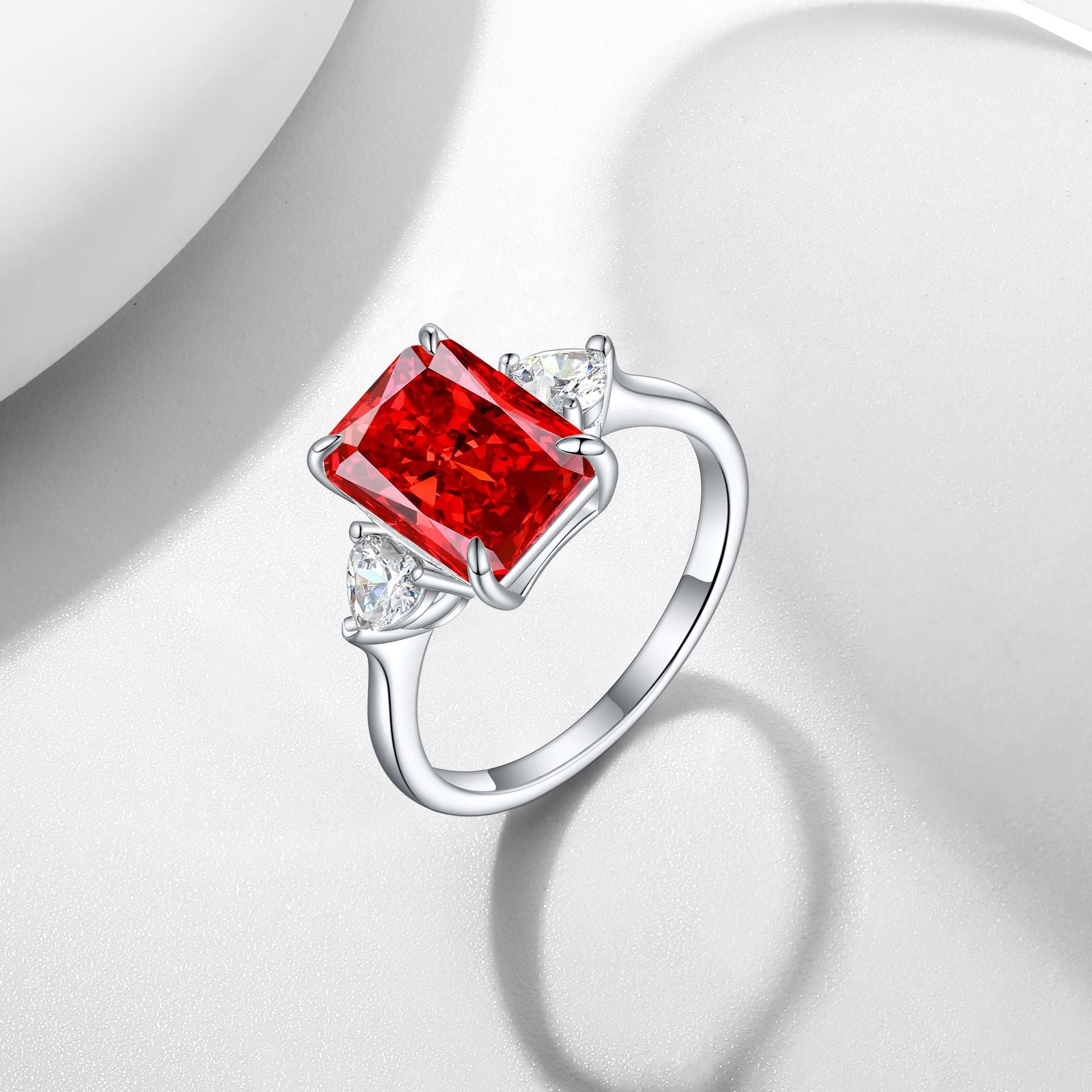 S925 Sterling Silver Colorful Rectangular Rhinestone Ring – Women’s Fashion Luxury Jewelry