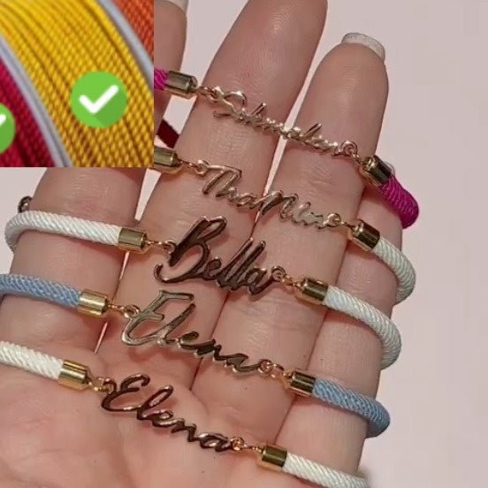 Personalized Colorful Rope Chain Name Bracelet – Adjustable Custom Jewellery for Girls