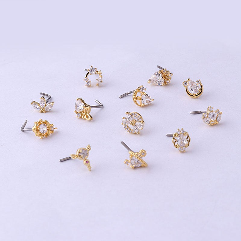 Fashion Love Crown Zircon Nose Stud – Elegant Women’s Nose Pin Jewellery