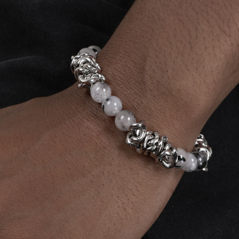 Men’s Hip Hop Bracelet – Black Hair Crystal Splicing Design