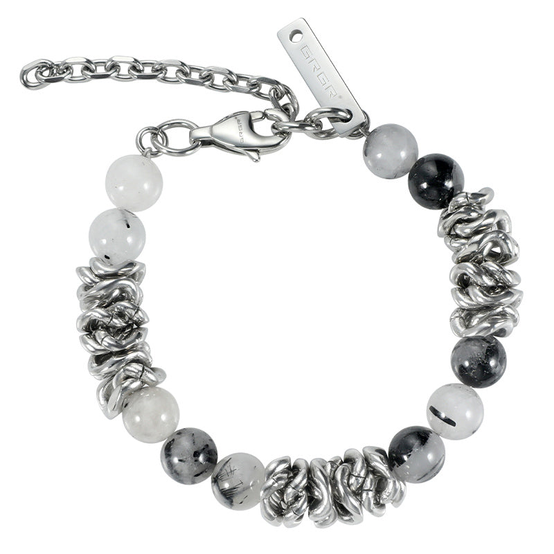 Men’s Hip Hop Bracelet – Black Hair Crystal Splicing Design